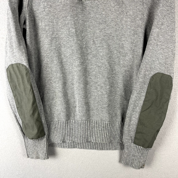 Banana Republic Shawl Collar Sweater Mens Large Gray Elbow Shoulder Patch Cotton - Picture 3 of 16